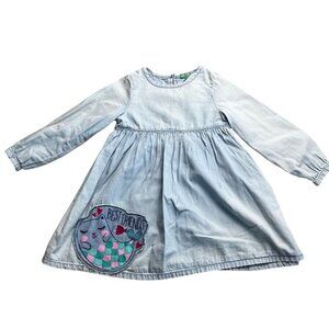 United Colors of Benetton Chambray Mermaid Cat Dress Size 3 Years